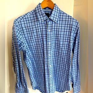 Tailorbyrd Men’s Dress Shirt, Blue Plaid, Size Medium